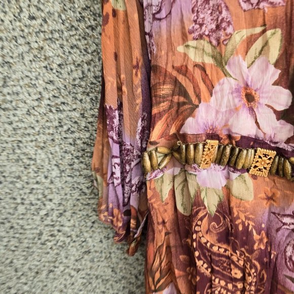 Lane Bryant Top Womens Plus 14/16 Brown Floral Print Surplice Neck Blouse Ladies - Picture 3 of 7